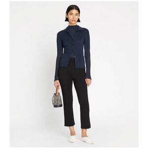 Tory Burch Sport Women’s Black Subtle Kick Flare Stretch Knit Mid Rise Cropped L